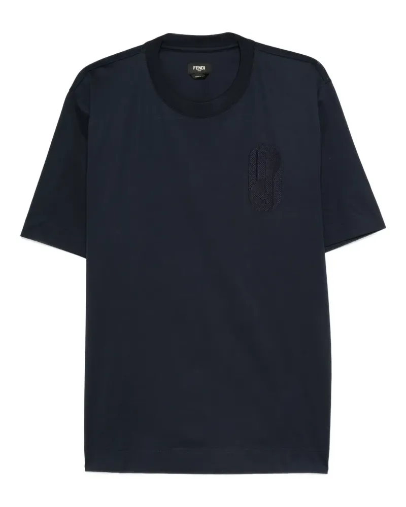 Fendi T-Shirt mit Logo-Stickerei - Blau Blau