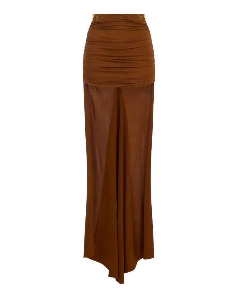 Elisabetta Franchi skirt in crêpe jersey fabric with jewel logo - Braun Braun