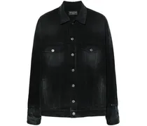 Ausgeblichene Jeansjacke mit Knöpfen - Schwarz