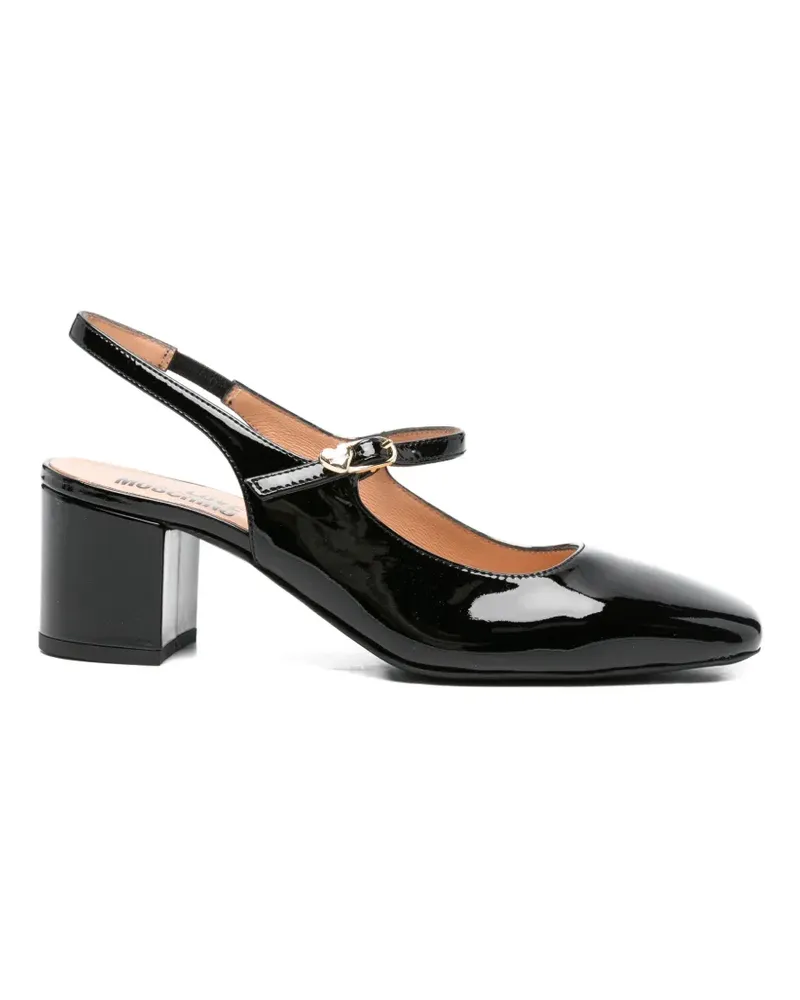 Moschino square-toe leather pumps - Schwarz Schwarz