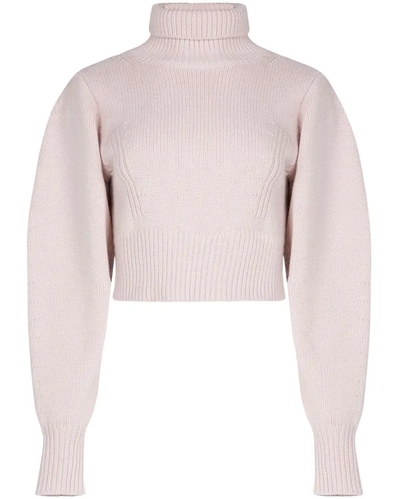 Nina Ricci Cropped-Pullover mit Rollkragen Nude