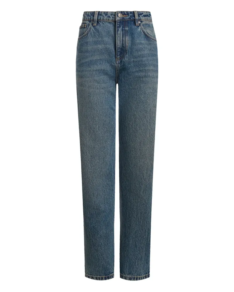 12 STOREEZ Straight-Leg-Jeans mit hohem Bund - Blau Blau