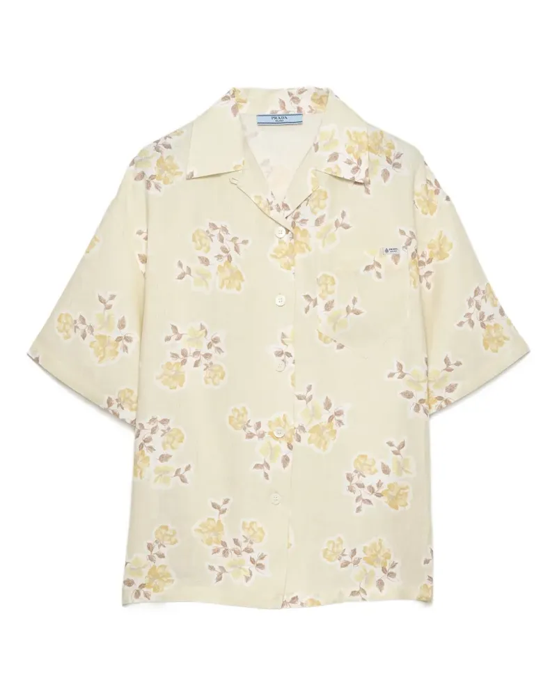 Prada Altes Leinenhemd mit Blumenmuster - Gelb Gelb