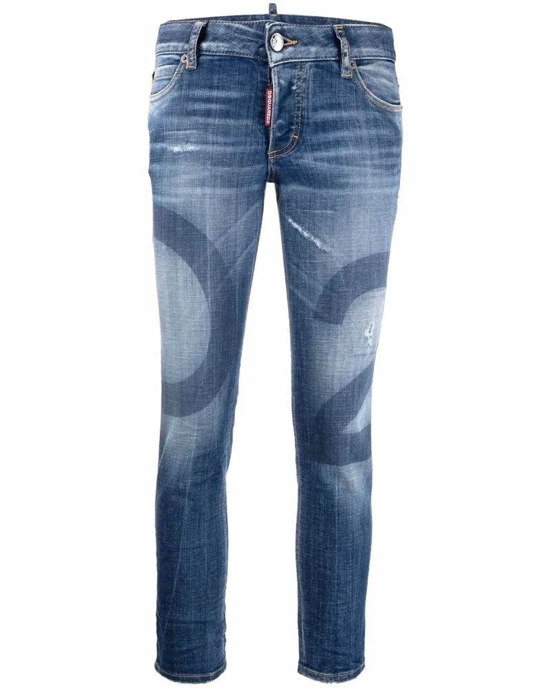 Dsquared2 Cropped-Jeans mit Logo - Blau Blau