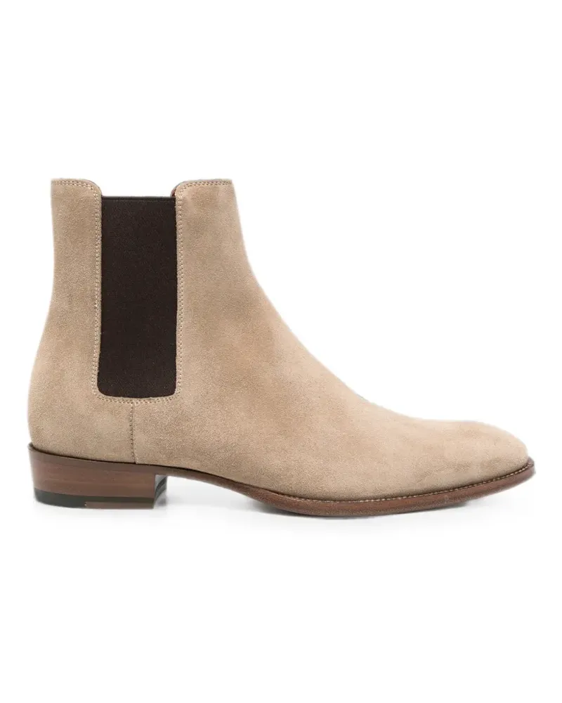 Saint Laurent Chelsea-Boots aus Wildleder - Nude Nude