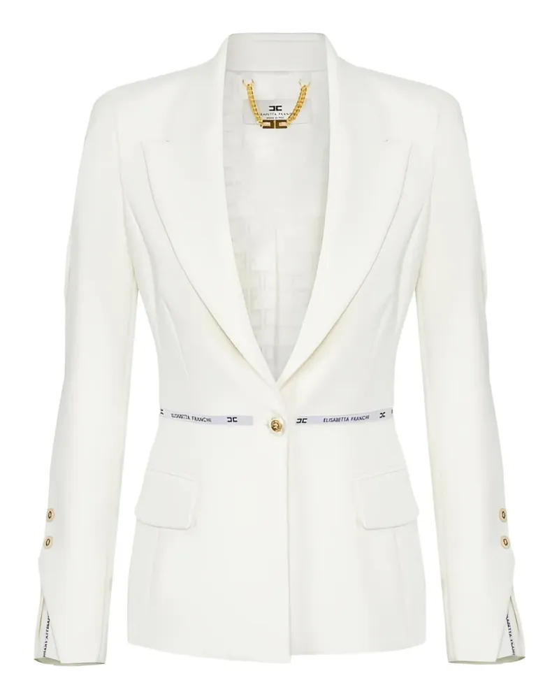 Elisabetta Franchi Krepp-Blazer mit Logo-Band - Weiß Weiß