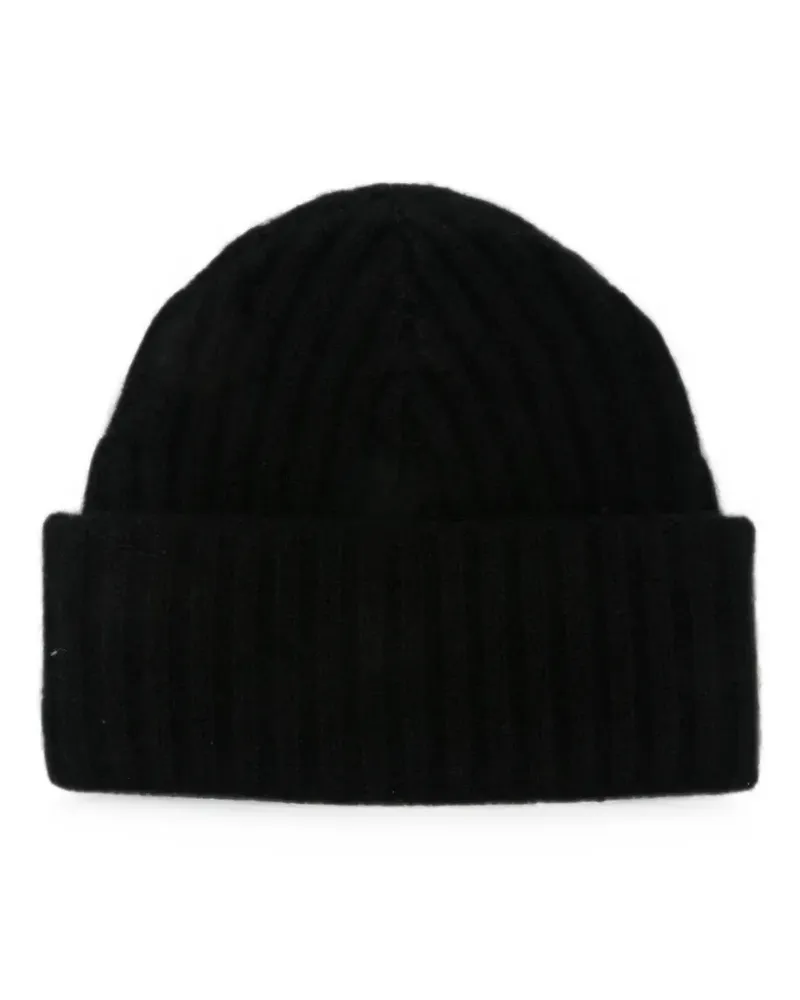 Liska Gerippte Lina Beanie aus Kaschmir - Schwarz Schwarz