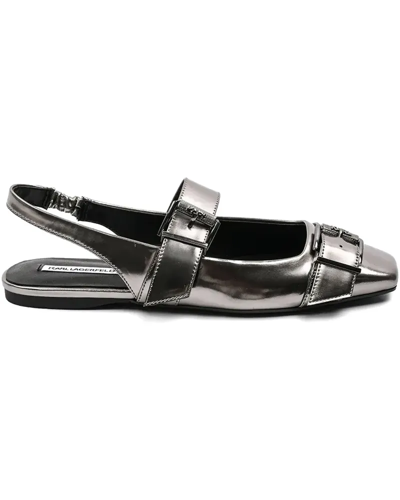 Karl Lagerfeld Ballerinas aus Leder - Silber Silber