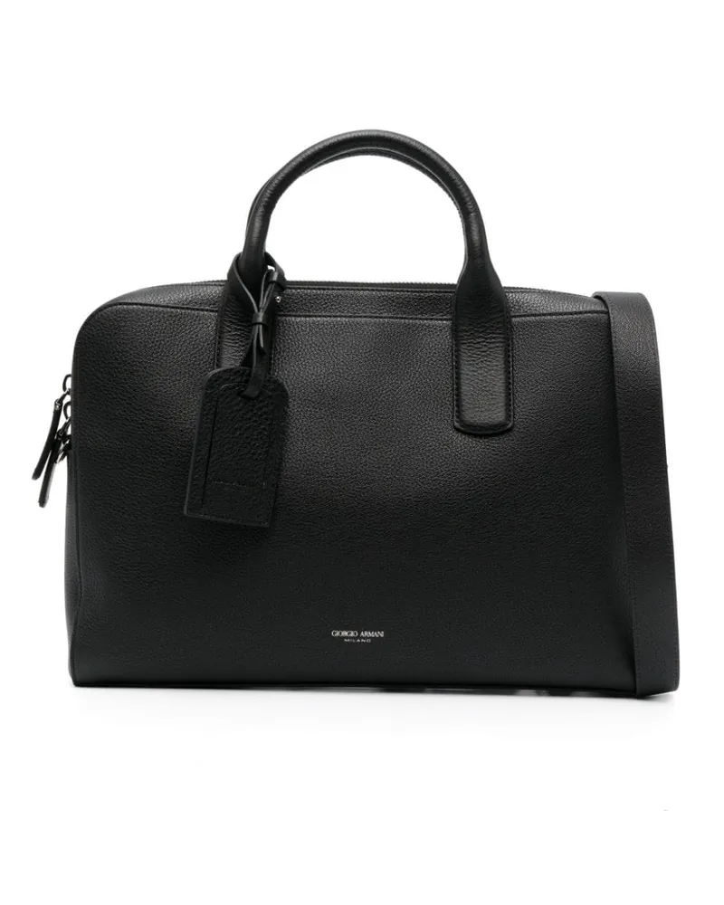 Giorgio Armani Laptoptasche mit Logo-Stempel - Schwarz Schwarz