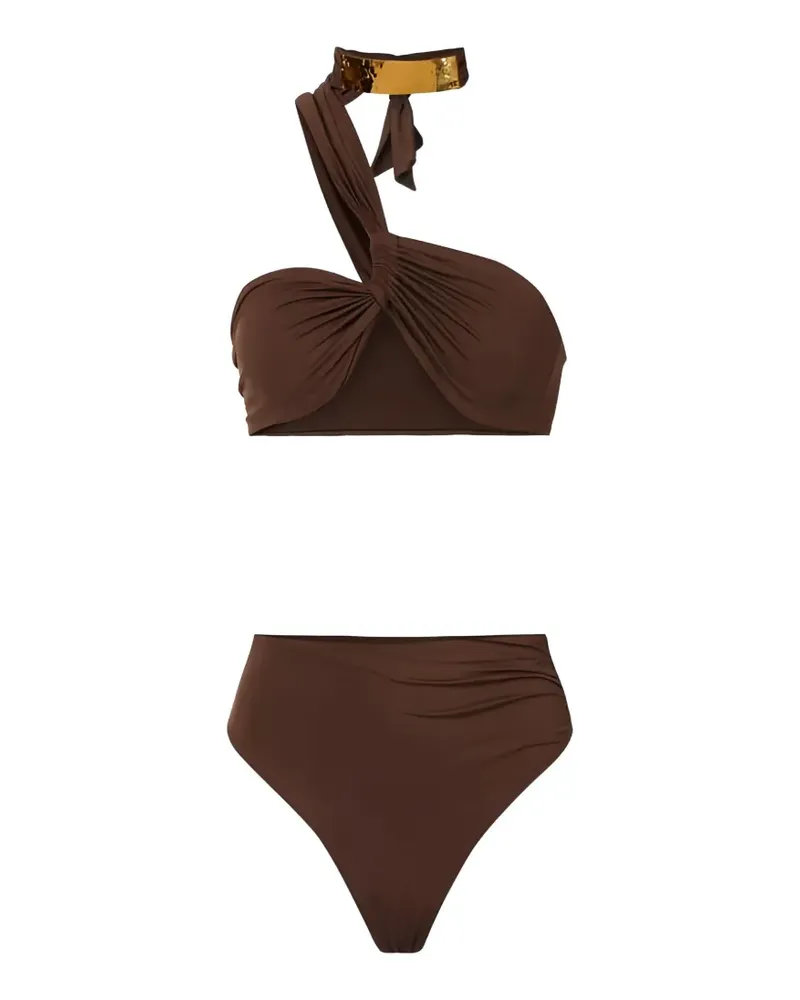 Elisabetta Franchi Bikini mit Schmucksteinen - Braun Braun