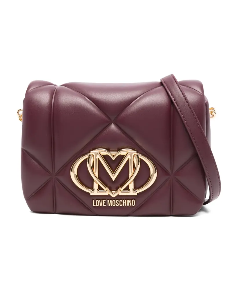 Moschino Gesteppte Schultertasche mit Logo - Rot Rot