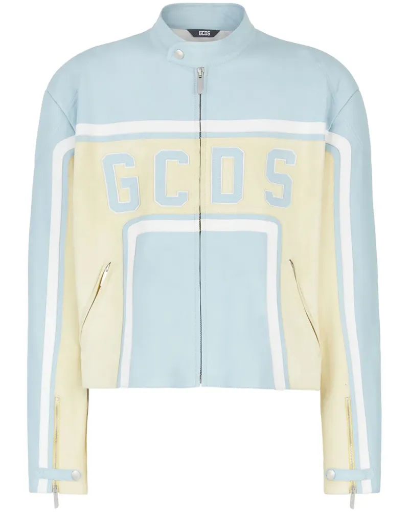 GCDS Lederjacke mit Logo-Applikation - Blau Blau