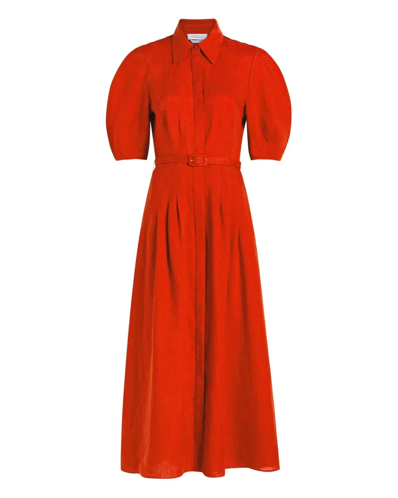 Gabriela Hearst Maude belted-waist puff-sleeve dress - Orange Orange