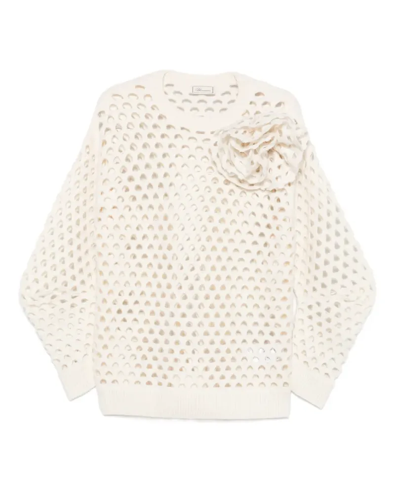 Blumarine Pullover mit Blumenapplikation - Weiß Weiß