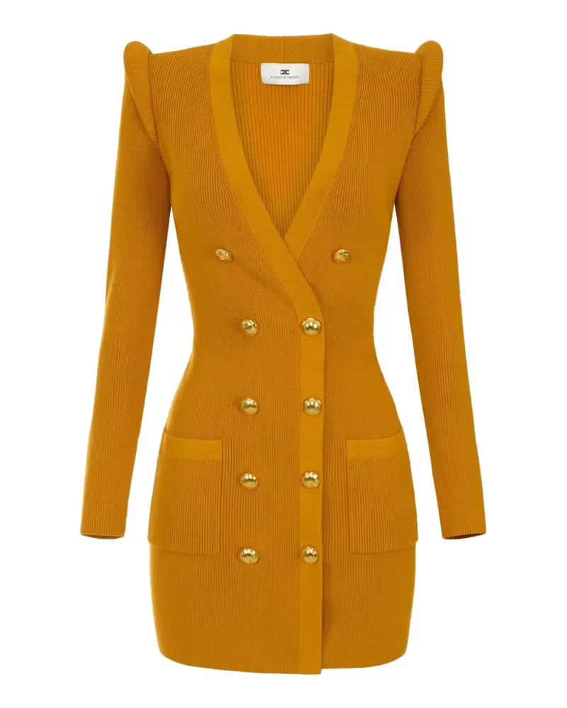 Elisabetta Franchi mini dress in knit fabric with 3D details - Gelb Gelb