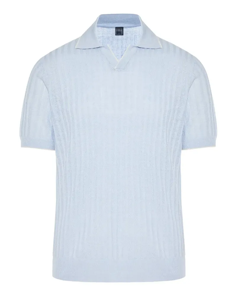 Fedeli Kurzärmeliger Strickpullover - Blau Blau