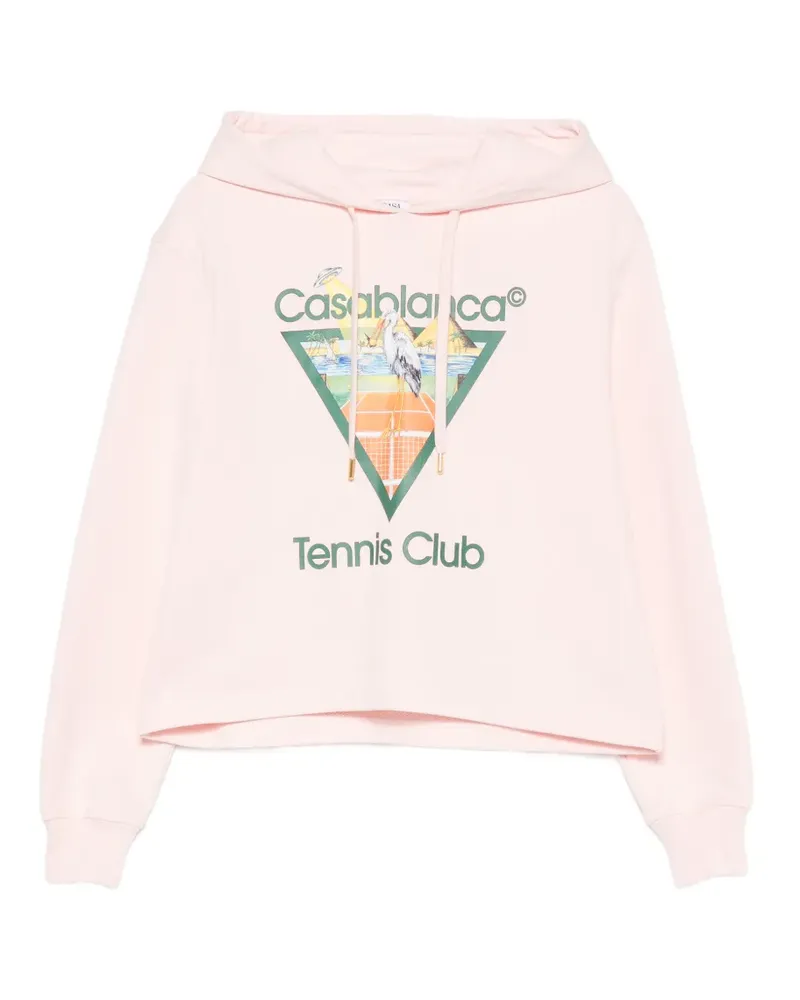 Casablanca Paris Tennis Club Triangle graphic-print cropped hoodie - Rosa Rosa