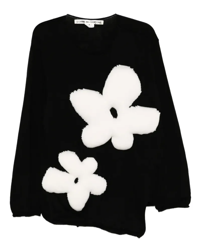 Comme des Garçons Pullover mit Stoffblumen - Schwarz Schwarz