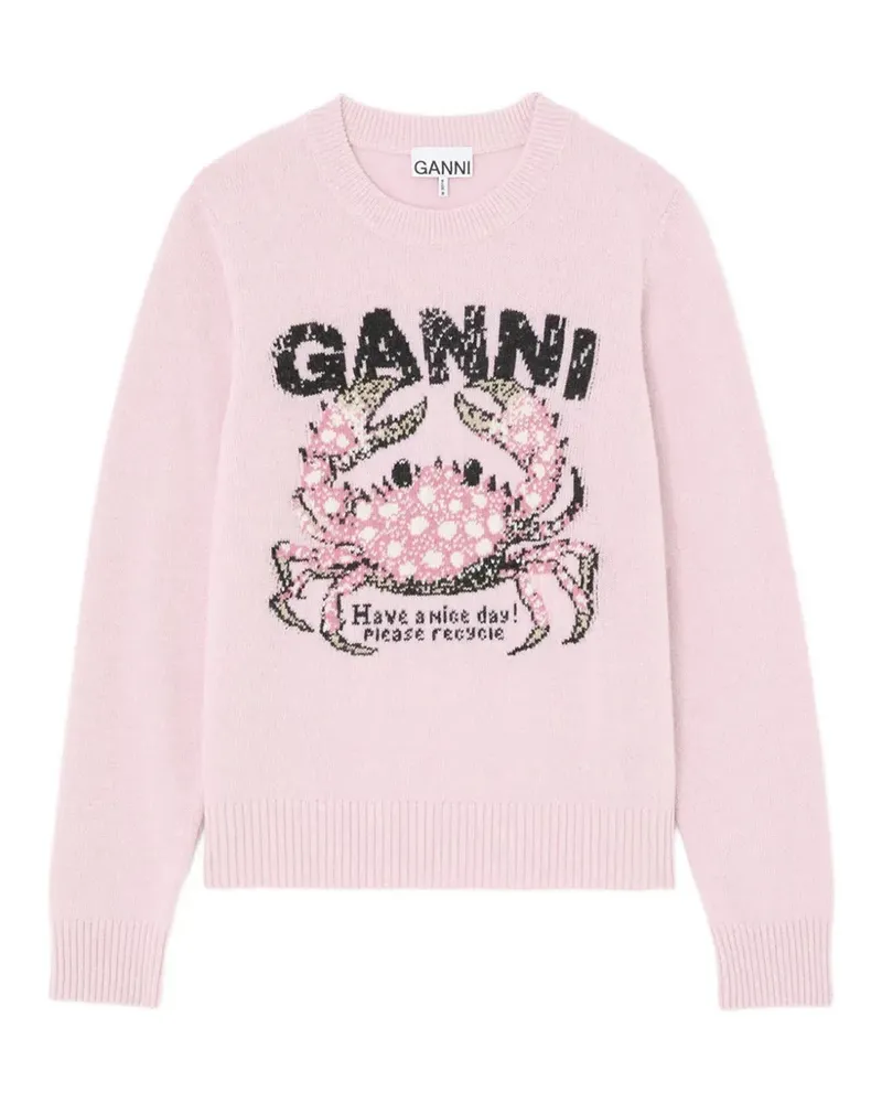 Ganni Pullover mit Krebs-Intarsie - Rosa Rosa