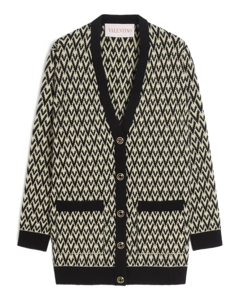 Valentino Garavani Toute La V Jacquard-Cardigan - Schwarz Schwarz