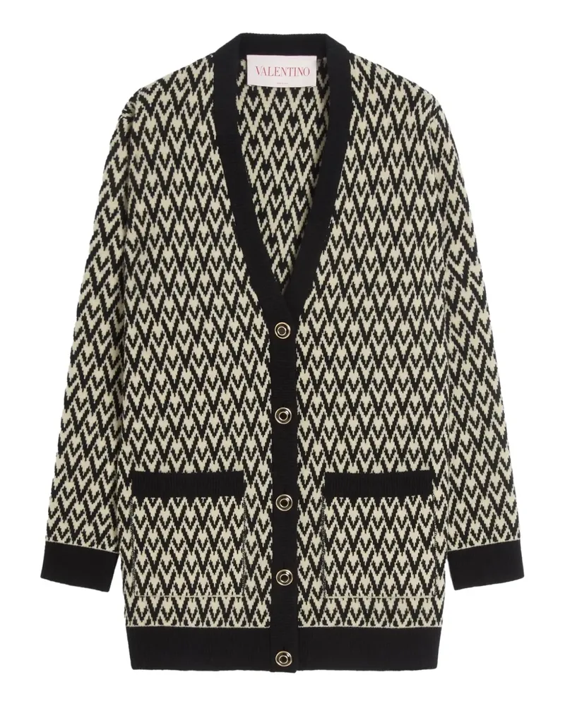 Valentino Garavani Toute La V Jacquard-Cardigan - Schwarz Schwarz
