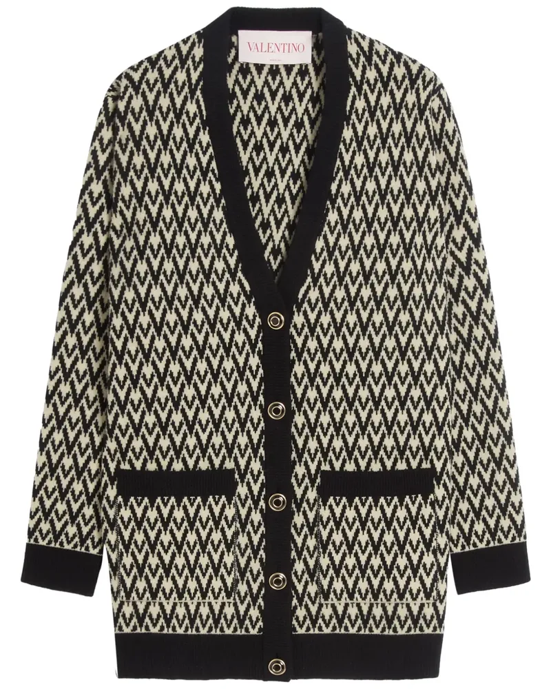 Valentino Garavani Toute La V Jacquard-Cardigan - Schwarz Schwarz