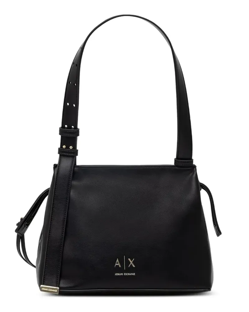 Armani Exchange logo-plaque adjustable-strap shoulder bag - Schwarz Schwarz