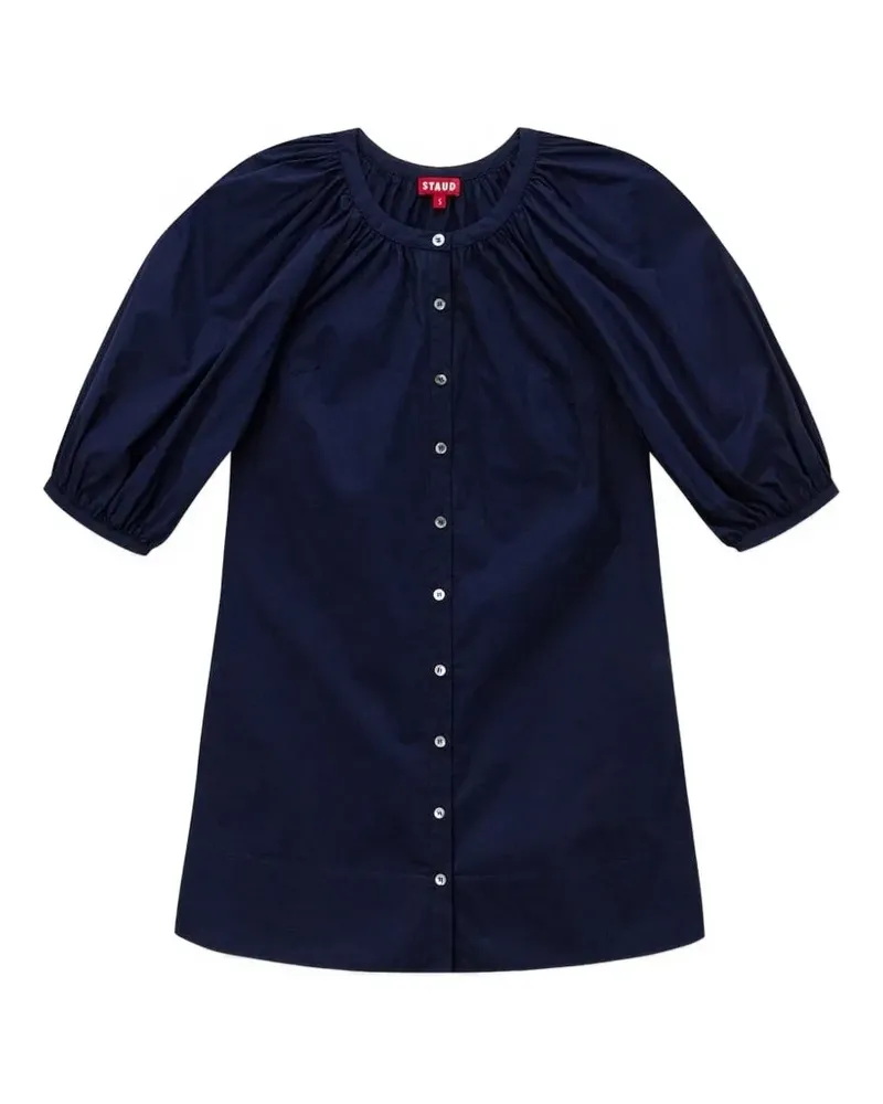 STAUD puffed-sleeve button-fastening mini dress - Blau Blau