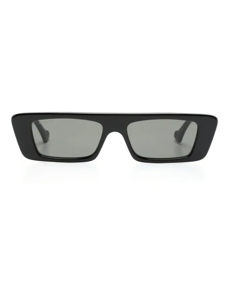 Gucci Eckige Sonnenbrille mit Logo-Print - Schwarz Schwarz
