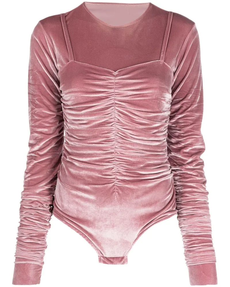 Ioana Ciolacu Geraffter Body in Samtoptik - Rosa Rosa