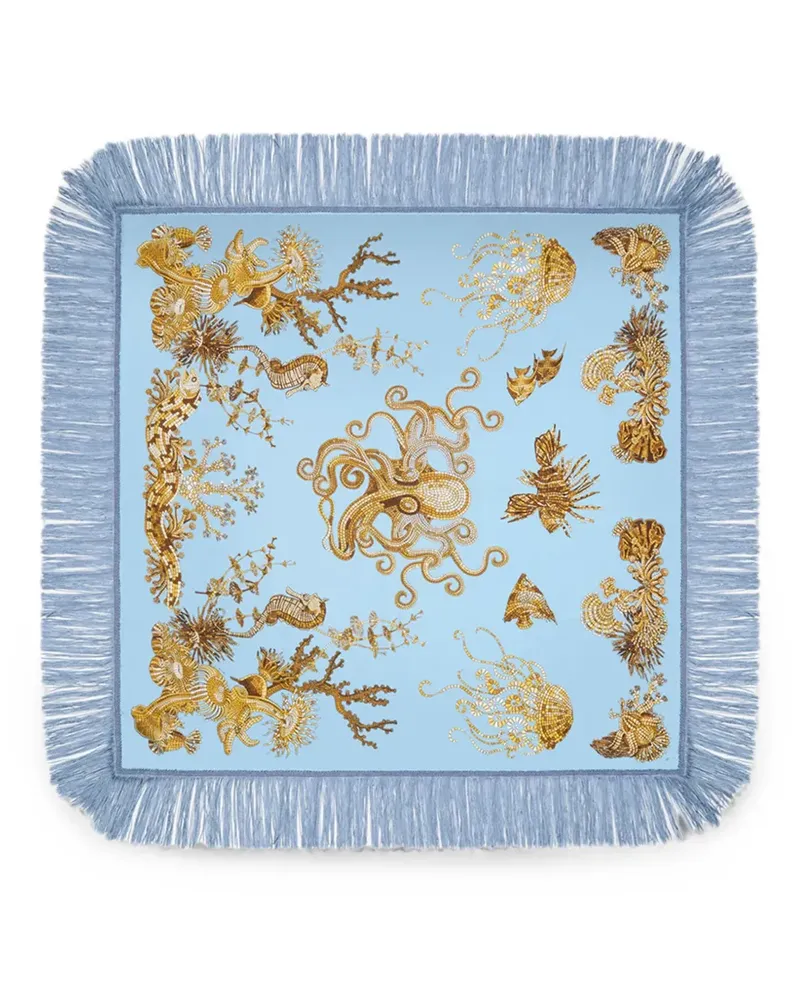 La DoubleJ Wendbares Foulard mit Fransen 90 - Blau Blau