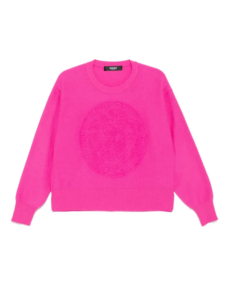 Versace Gestrickter Pullover mit Logo - Rosa Rosa