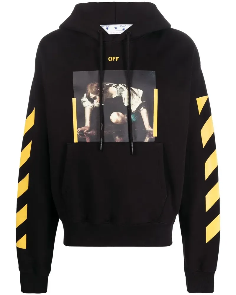 OFF-WHITE Hoodie mit Caravaggio-Print - Schwarz Schwarz