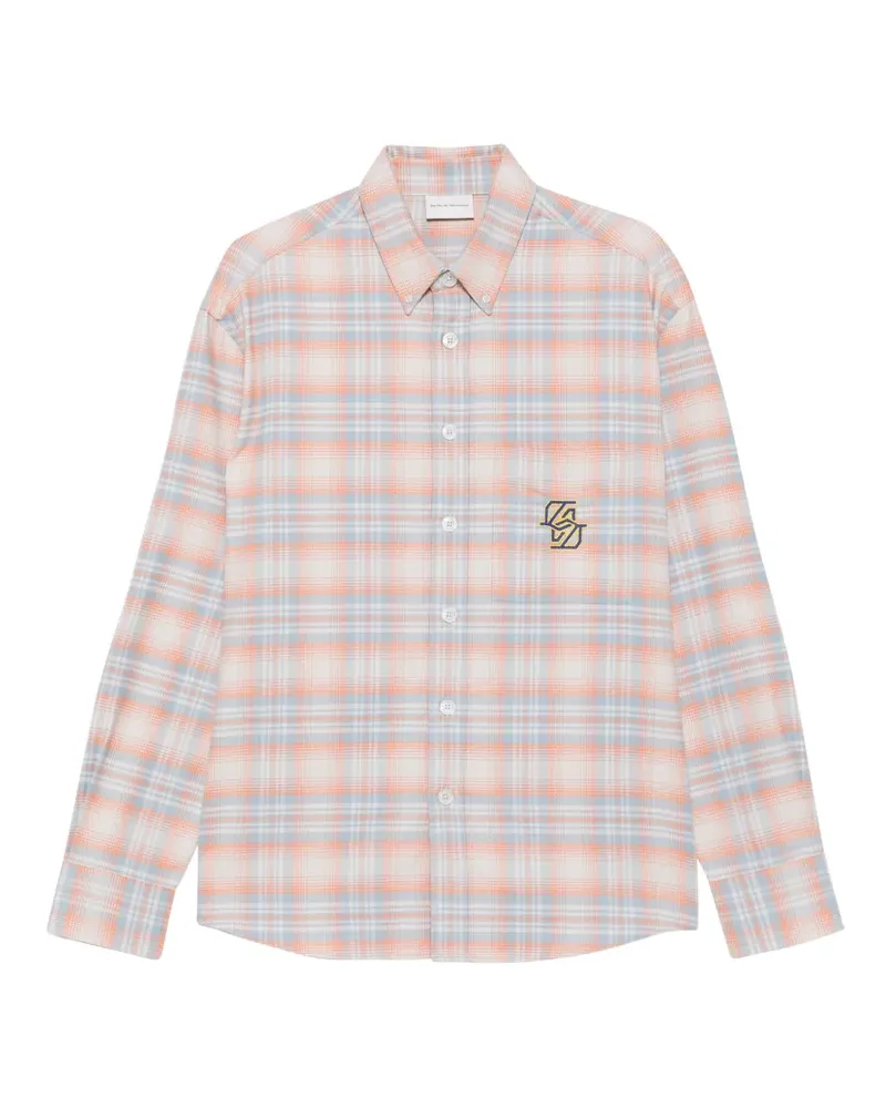 Drôle de Monsieur Kariertes Hemd mit Logo-Stickerei - Orange Orange