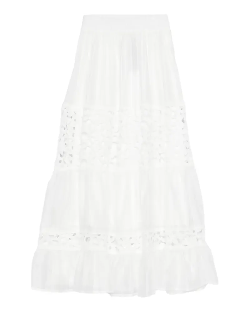 CENERE GB crochet-trim tiered skirt - Weiß Weiß