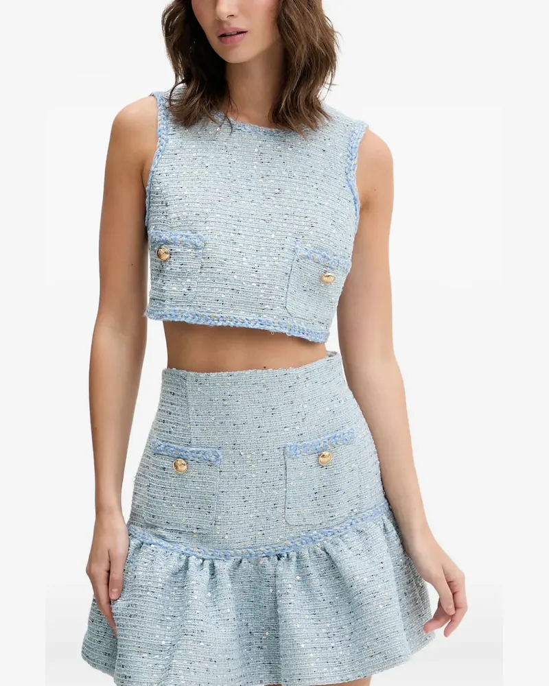 Bardot Geknöpftes Bouclé-Oberteil - Blau Blau