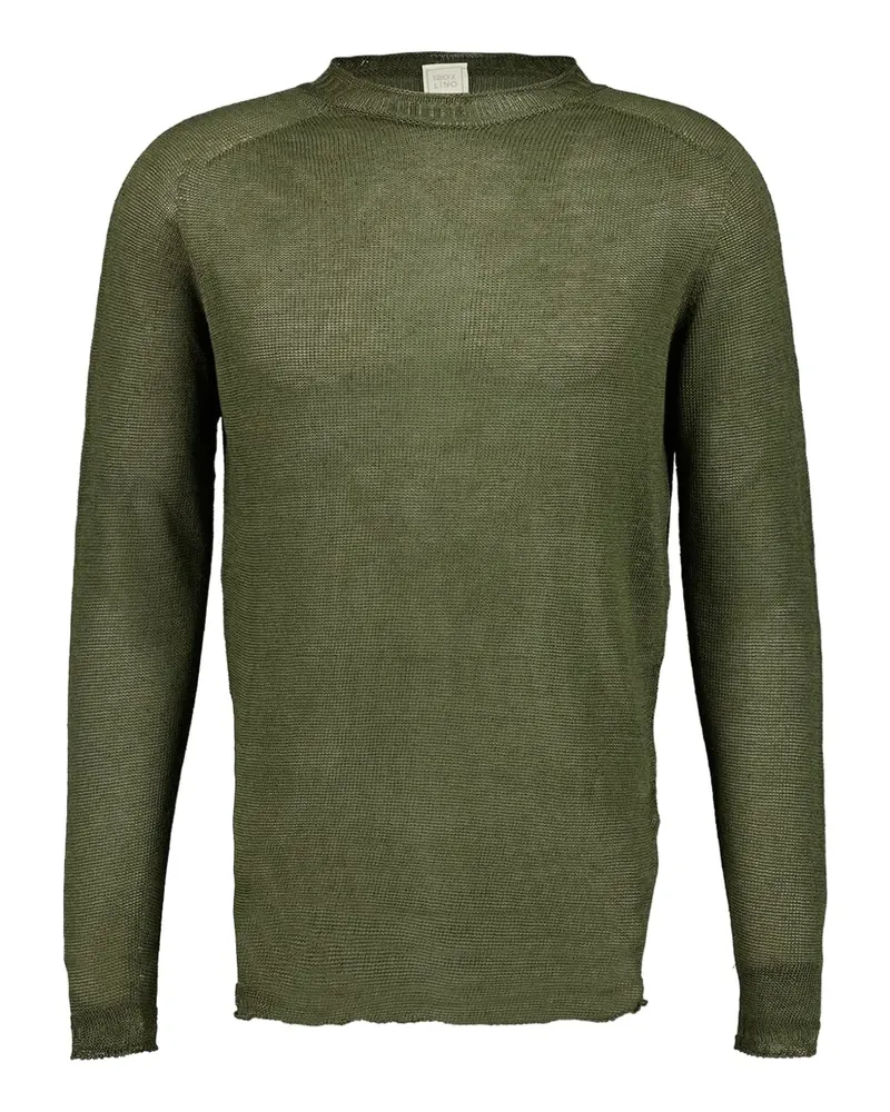 120% Lino Pullover aus Leinen - Grün Grün
