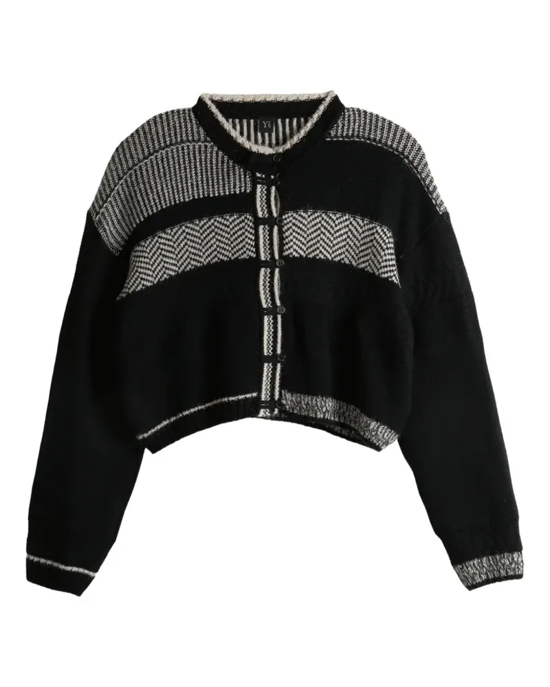 Yohji Yamamoto patchwork cropped cardigan - Schwarz Schwarz