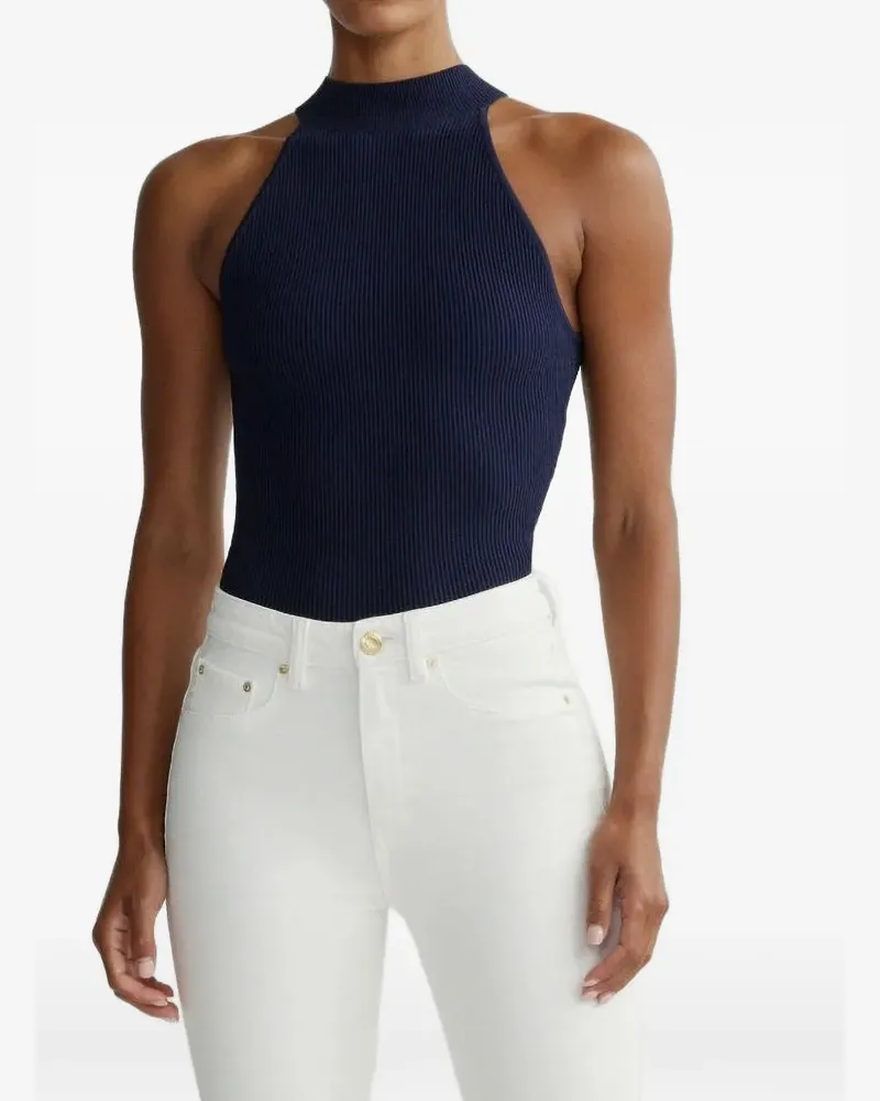 DL1961  ribbed halterneck top - Blau Blau