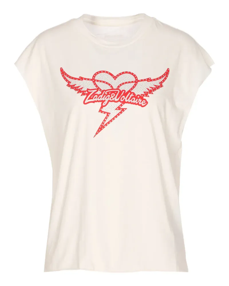 Zadig & Voltaire Cloe heart wings print T-shirt - Nude Nude