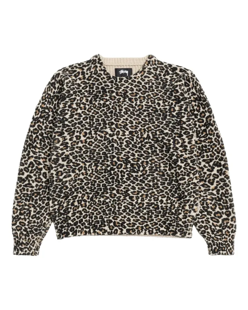 Stüssy leopard crewneck T-shirt - Nude Nude