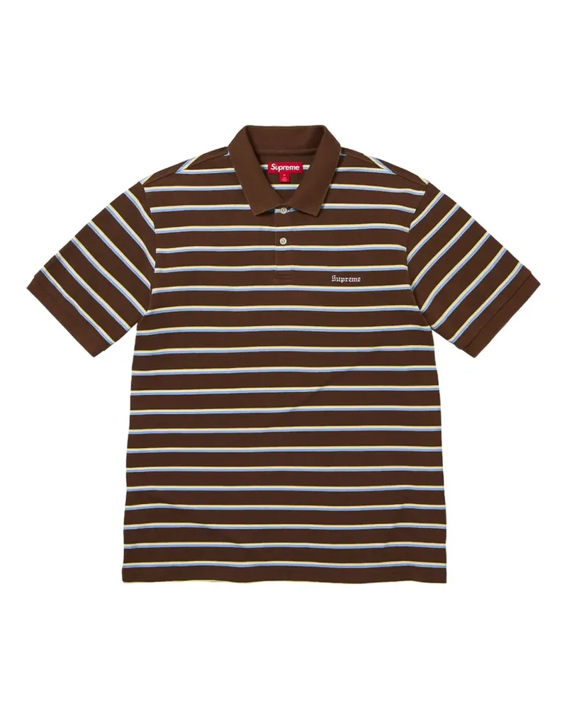 Supreme Being Gestreiftes Poloshirt mit Logo - Braun Braun