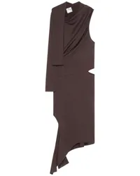 Courrèges Drapiertes Kleid mit Cut-Out Braun