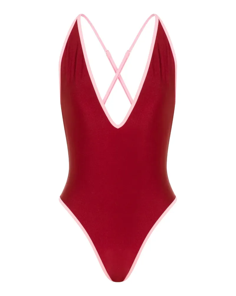 Moschino contrast-trim swimsuit - Rot Rot