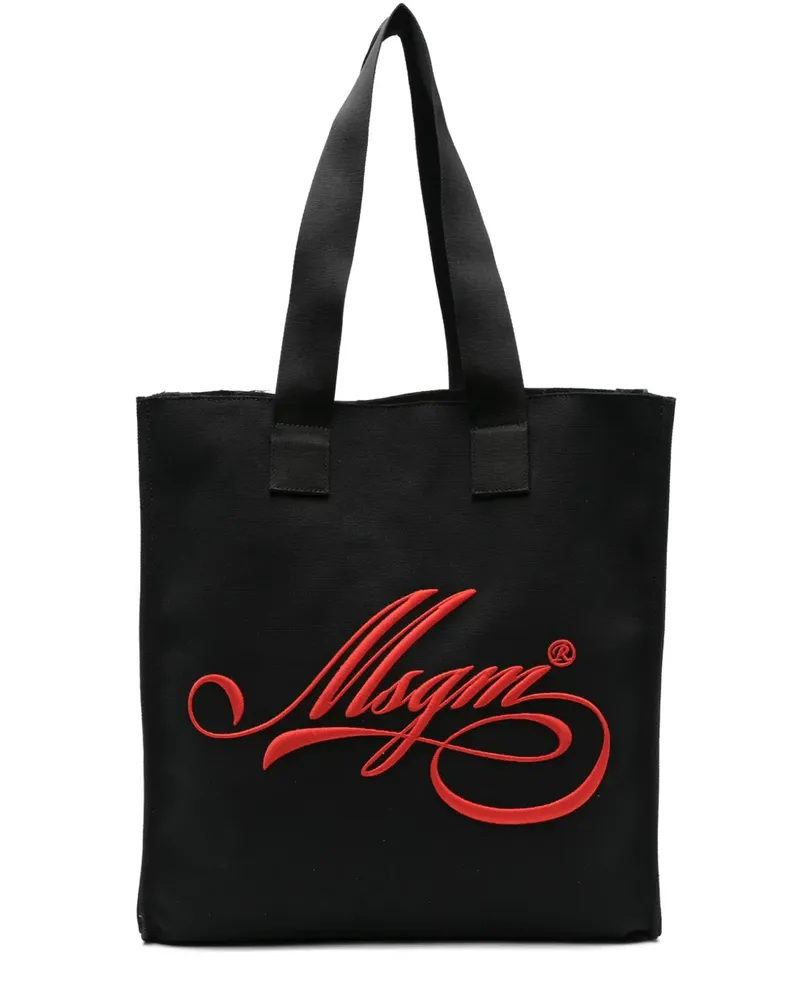 MSGM Mittelgroße Tote Bag mit Logo-Stickerei - Schwarz Schwarz