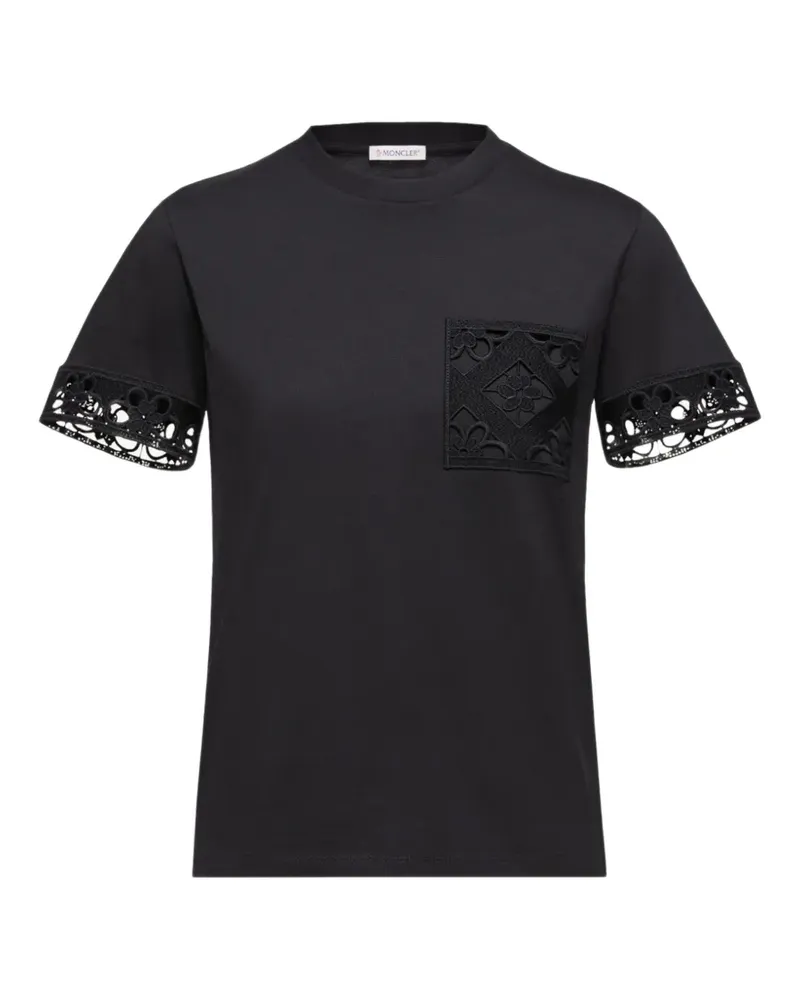 Moncler T-Shirt mit Spitzenbesatz - Schwarz Schwarz