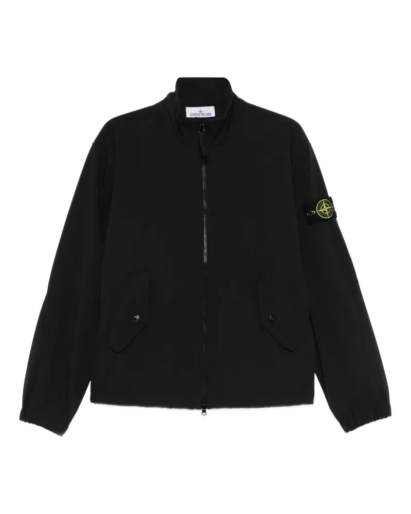 Stone Island zip-up logo-patch jacket - Schwarz Schwarz