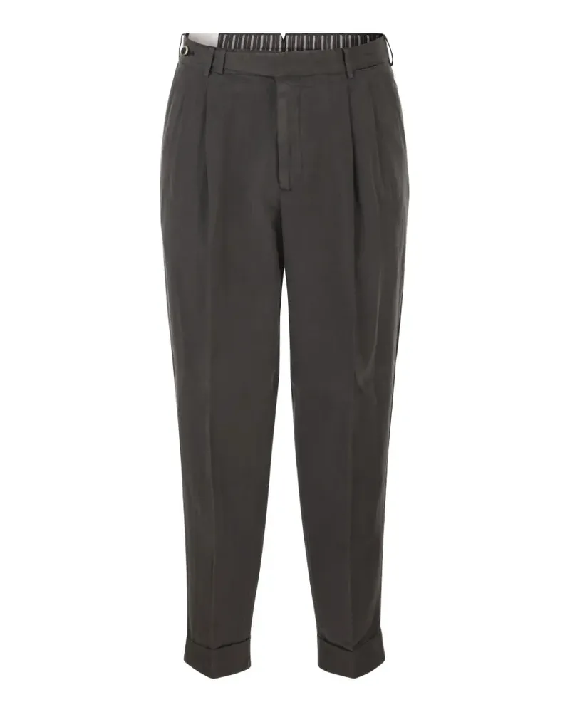 PT TORINO double-pleat turned-up trousers - Grau Grau