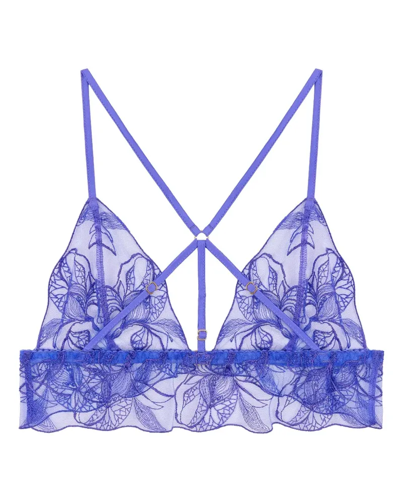 Fleur Of England Iris Boudoir floral-embroidery bra - Blau Blau