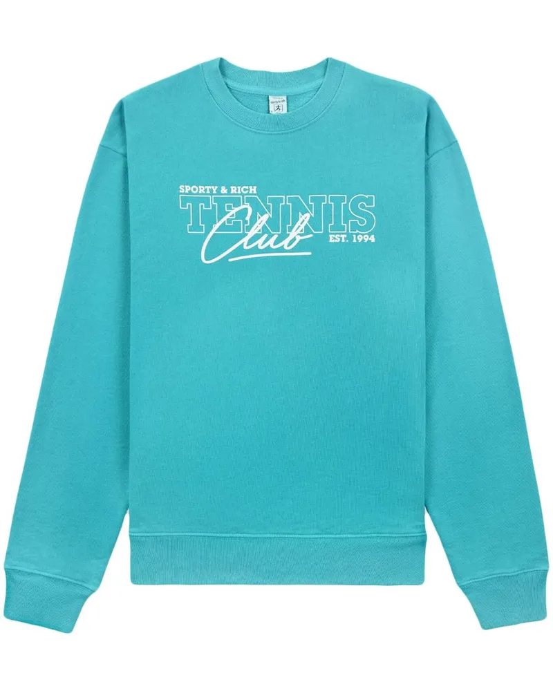 SPORTY & RICH Sweatshirt mit 80s Tennis Club-Print - Blau Blau